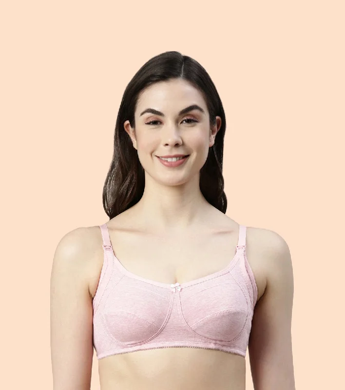 Sustainable Women's Apparel Enamor Eco-Melange MT02 Sectioned Lift and Support Cotton Nursing Bra for Women- High Coverage, Non Padded and Wirefree - Orchid Melange Sustainable Women's Apparel Enamor Eco-Melange MT02 Sectioned Lift and Support Cotton Nursing Bra for Women- High Coverage, Non Padded and Wirefree - Orchid Melange