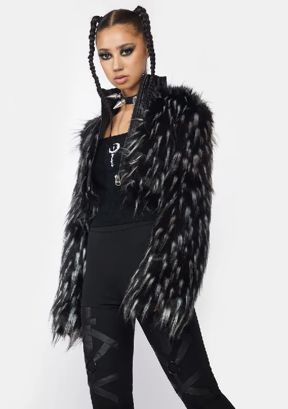 Women's Attire Goth Dark Plush Short Coat