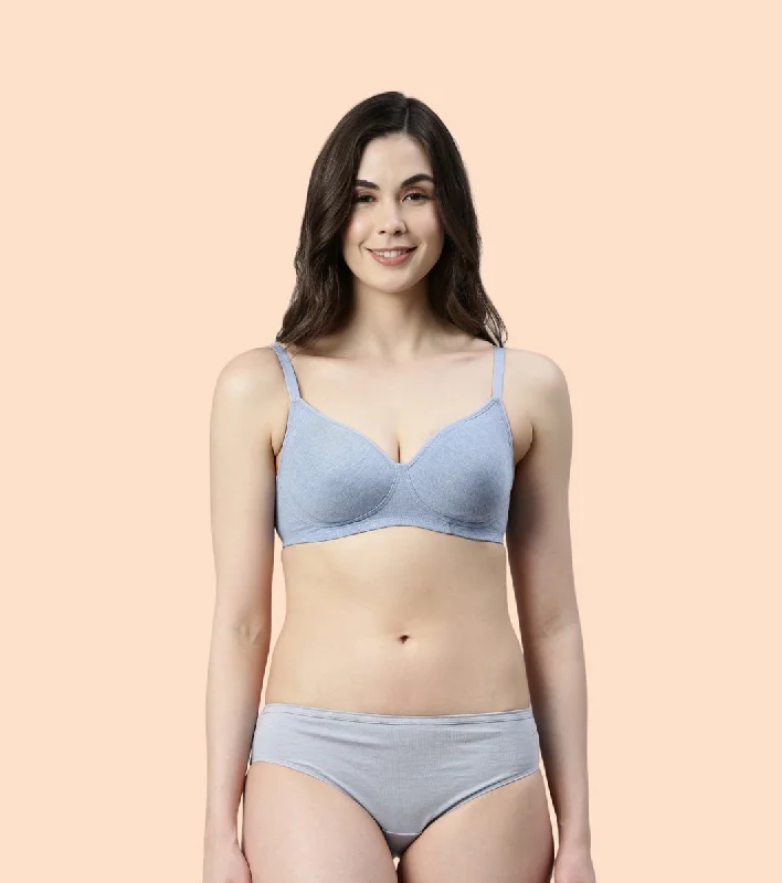 Women's Seasonal Wardrobe Clothing Enamor Fab-Cool A042 Side Support Shaper Stretch Cotton Everyday Bra for Women- High Coverage, Non Padded and Wirefree - Chambray Melange Women's Seasonal Wardrobe Clothing Enamor Fab-Cool A042 Side Support Shaper Stretch Cotton Everyday Bra for Women- High Coverage, Non Padded and Wirefree - Chambray Melange