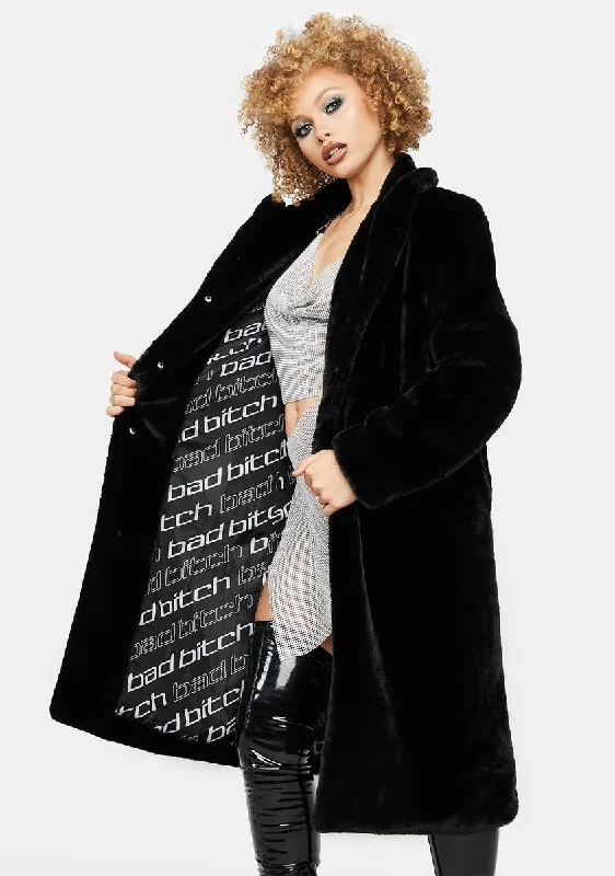 Women's Casual Garments Spell It Out For You Faux Fur Coat