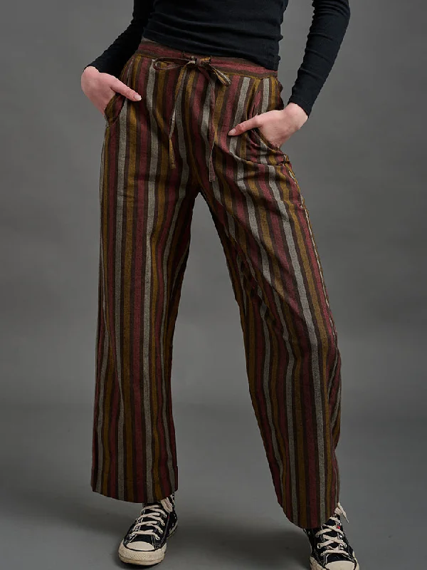 Women's Elegant Clothes Emmy Drawstring Pant - Chocolate Stripe