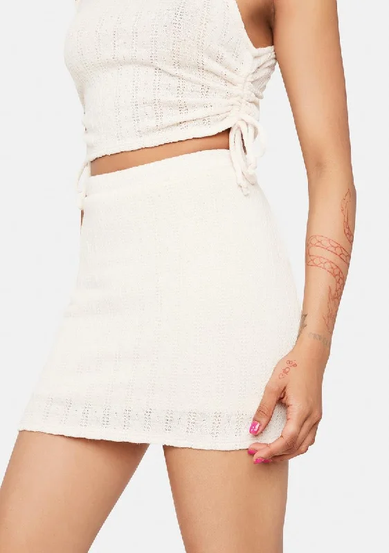 Women's Resort Attire Cream Now At Peace Knit Mini Skirt