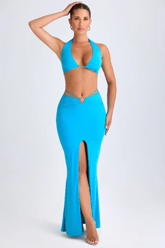 Women's Clothing And Garments Sets Hardware-Detail Mid-Rise Maxi Skirt in Aqua Blue