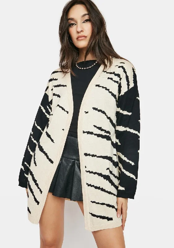 Women's Professional Garments Seeing Clearly Zebra Print Cardigan