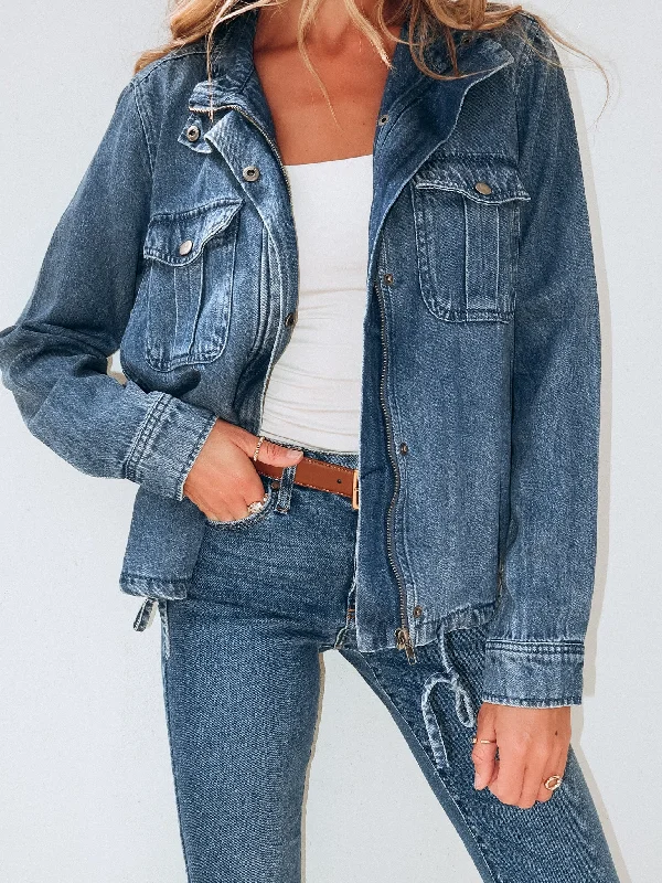 Women's Relaxed Outfit Ingrid Denim Zip Up Jacket