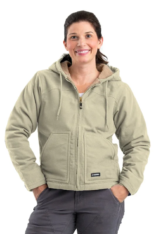 Women's Elegant Garments Berne Sand 100% Cotton Womens Softstone Hooded Coat Sherpa