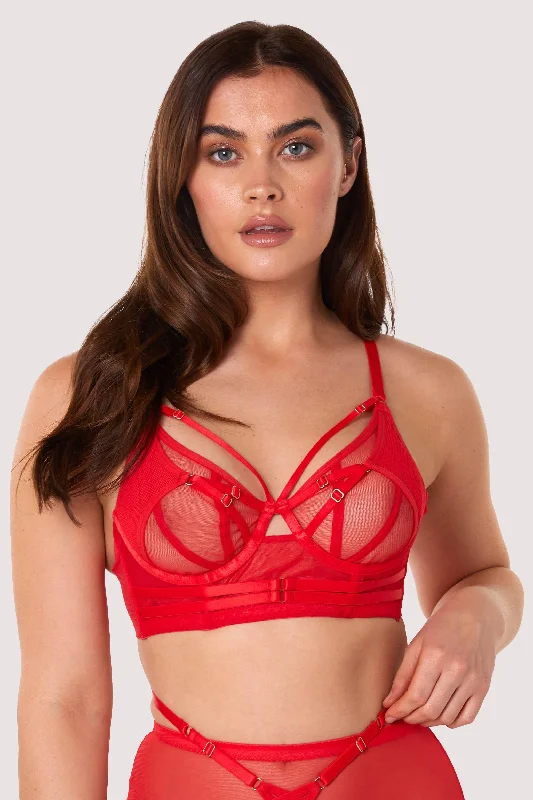 Sustainable Women's Apparel Eddie Red Crossover Wrap Bra