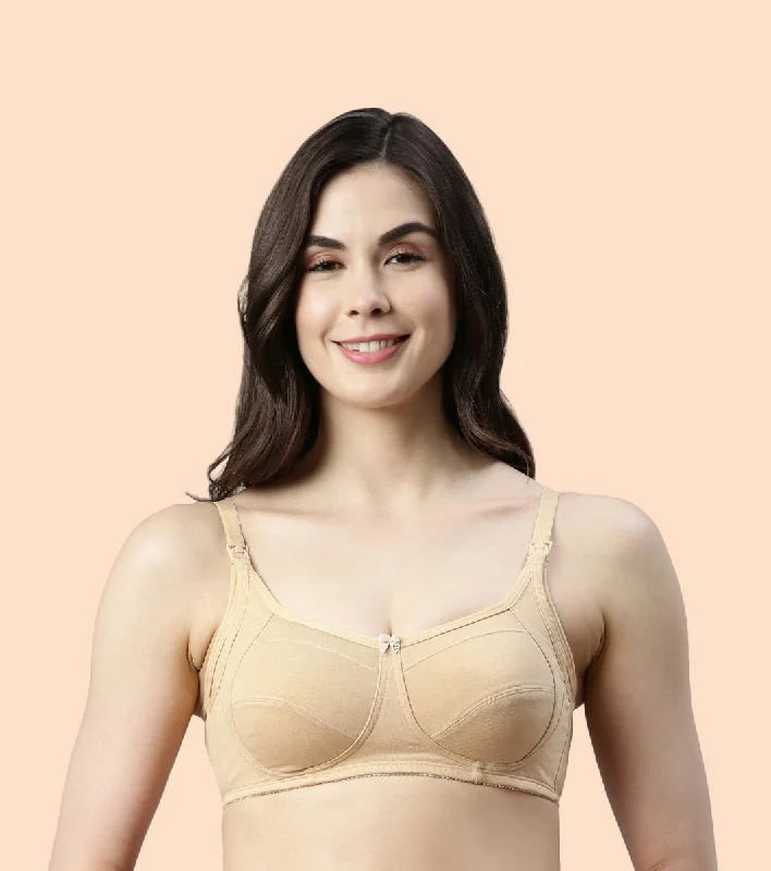 Casual Clothes For Women Enamor Eco-Melange MT02 Sectioned Lift and Support Cotton Nursing Bra for Women- High Coverage, Non Padded and Wirefree - Skin Casual Clothes For Women Enamor Eco-Melange MT02 Sectioned Lift and Support Cotton Nursing Bra for Women- High Coverage, Non Padded and Wirefree - Skin