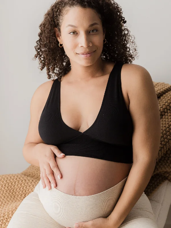 Women's Comfortable Lounge Attire Sublime® Bamboo Maternity & Nursing Plunge Bra | Black Women's Comfortable Lounge Attire Sublime® Bamboo Maternity & Nursing Plunge Bra | Black