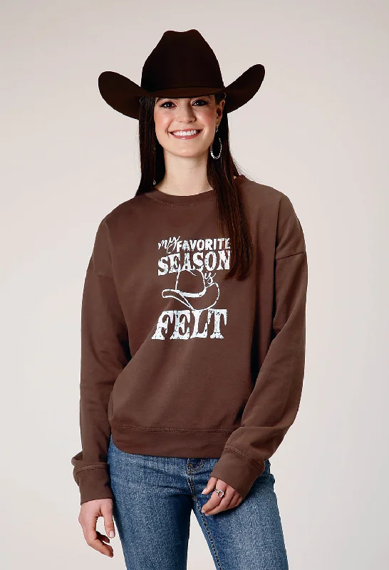 Women's Clothing Sets Roper Womens My Favorite Season Brown 100% Cotton Sweatshirt