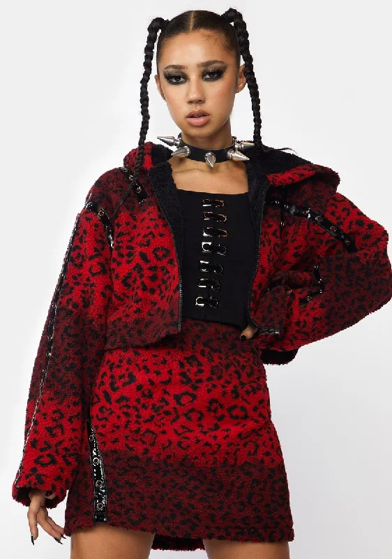 Casual Attire For Women Punk Leopard Print Cropped Coat