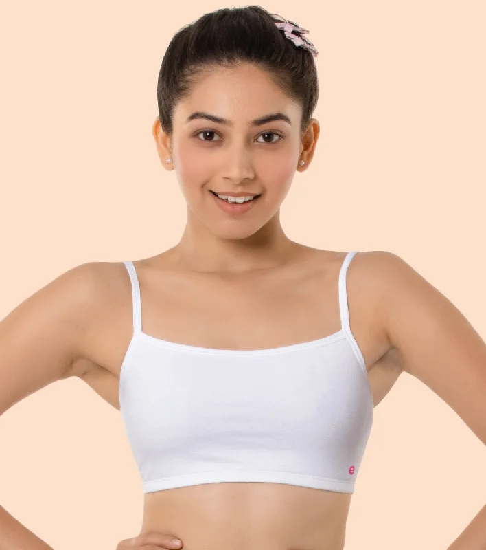 Charming Women's Clothes For Special Events Enamor BB02 Easy Fit Stretch Cotton Beginners Bra with Antimicrobial Finish and Slim Straps - White Charming Women's Clothes For Special Events Enamor BB02 Easy Fit Stretch Cotton Beginners Bra with Antimicrobial Finish and Slim Straps - White