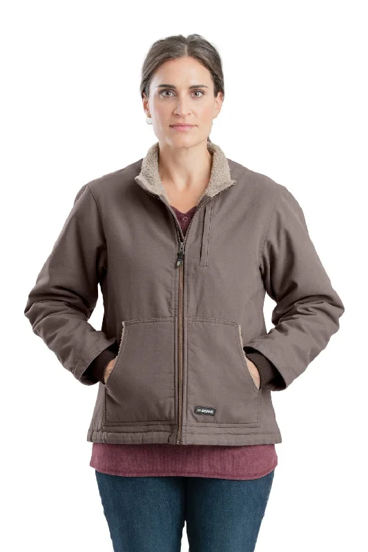 Women's High-Fashion Garments Berne Tuscan 100% Cotton Womens Sherpa Softstone Duck Jacket