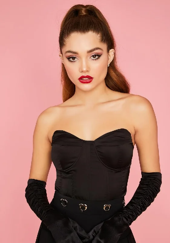 Women's Outerwear Attire Noir Share My Love Satin Bustier Top