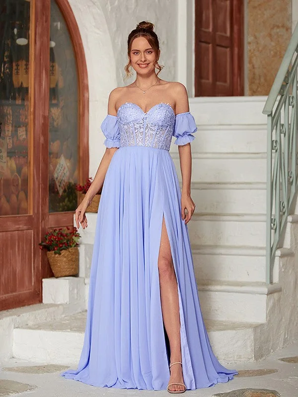 Women Apparel A-Line/Princess Chiffon Lace Sweetheart Short Sleeves Floor-Length Dresses Women Apparel A-Line/Princess Chiffon Lace Sweetheart Short Sleeves Floor-Length Dresses