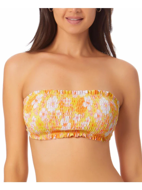 Women's Outerwear Attire Juniors Womens Smocked Bandeau Bikini Swim Top