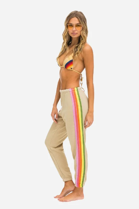 Women's Luxury Apparel Aviator Nation 5 Stripe Sweatpants Sand/Pink