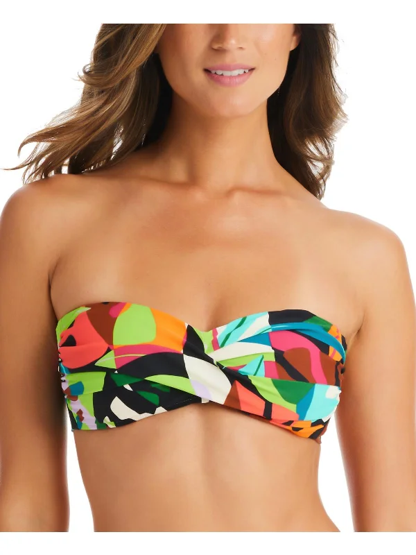 Plus-Size Women's Clothing Tropical Dreams Womens Printed Bandeau Bikini Swim top