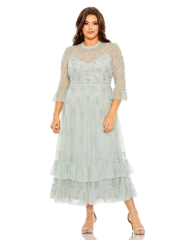 Massive Savings Mac Duggal 9263 Plus Size Formal Tea Length Dress