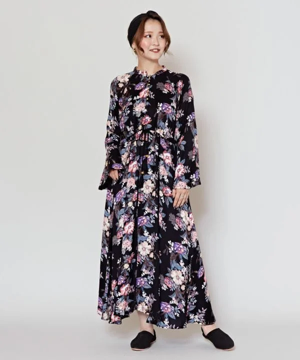Vintage Inspired Fashion Sale Dog Rose Flare Sleeve Dress