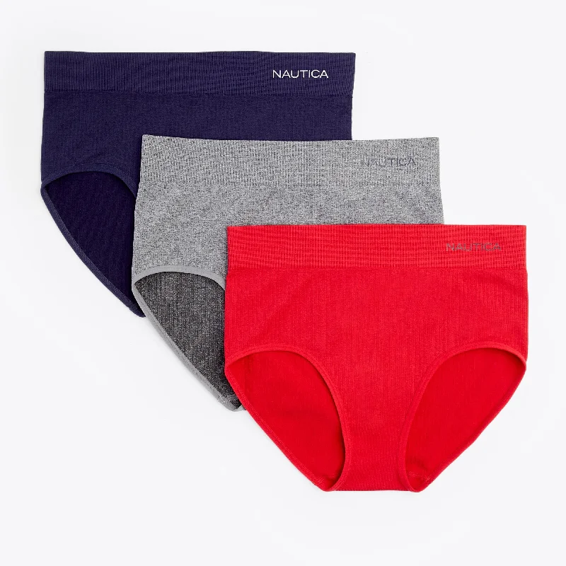 Women's Evening Outfit Nautica Seamless Ribbed Briefs, 3-Pack