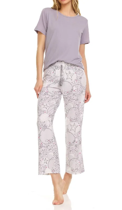 Vintage-Inspired Women's Apparel Deandra Pajama Set In Grey