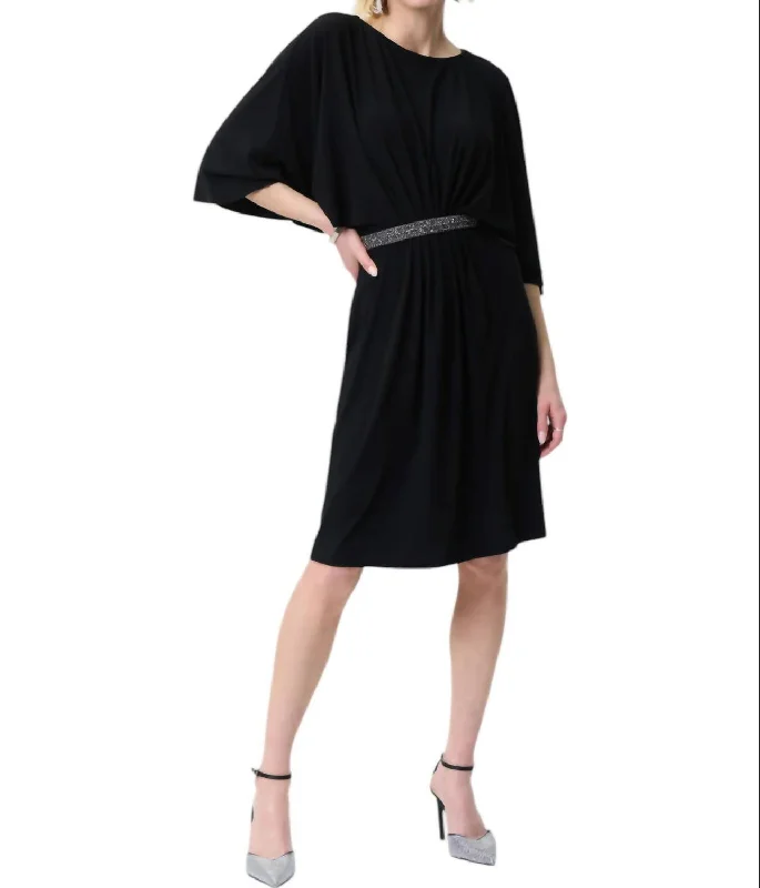 Eclectic Style Wardrobe Flutter Sleeve Dress In Black