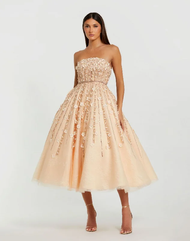 Essentials On Sale Mac Duggal 11865 Cocktail Lace Tea Length Dress