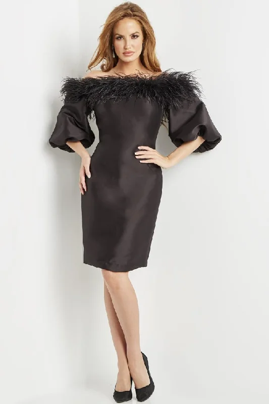 Limited Time Offer Jovani 08211 Short Feather Cocktail Knee Length Dress