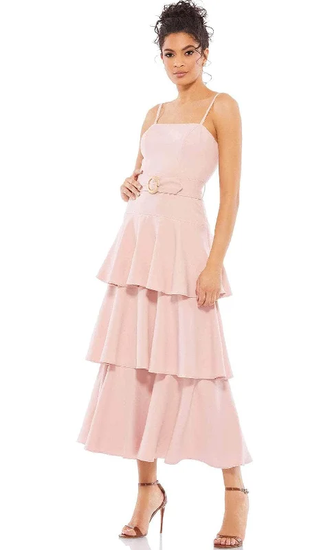 Stylish Women's Apparel Ieena Duggal 26629 - Spaghetti Straps Tiered Tea-Length Dress Stylish Women's Apparel Ieena Duggal 26629 - Spaghetti Straps Tiered Tea-Length Dress