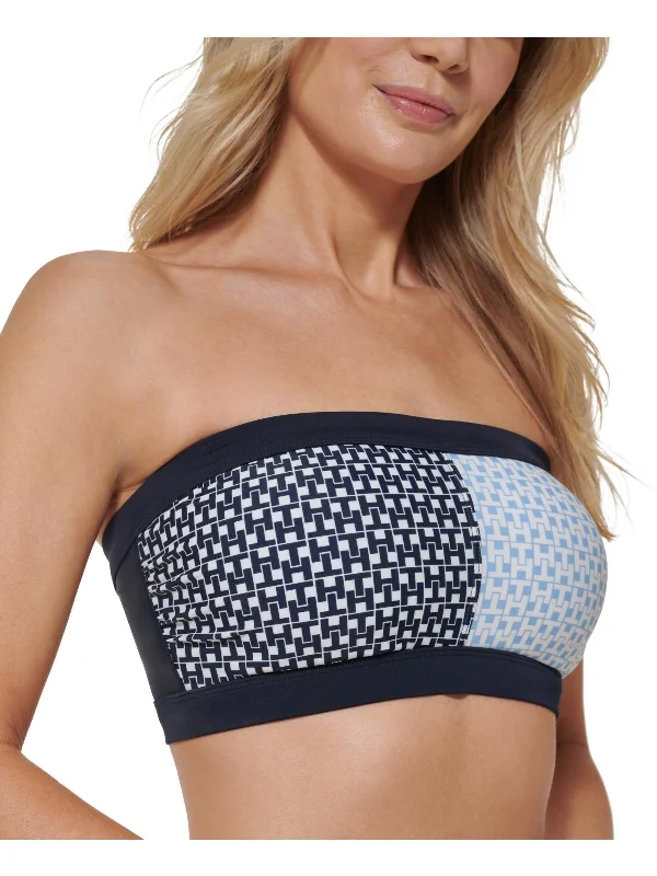 Affordable Women's Apparel Womens Printed Colorblock Bikini Swim top