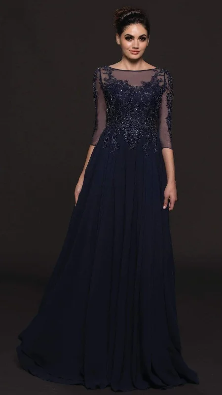 Festival Fashion Marsoni by Colors - Illusion Bateau Adorned Quarter Sleeve Dress M214 Festival Fashion Marsoni by Colors - Illusion Bateau Adorned Quarter Sleeve Dress M214