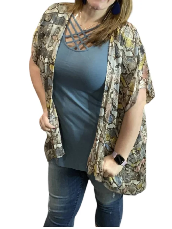 Women's Athletic Outfit Snakeskin Kimono In Brown Multi