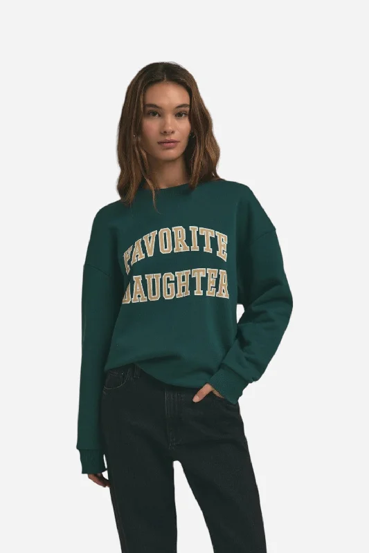 Charming Women's Clothes For Special Events Favorite Daughter Collegiate Sweatshirt in Juniper Charming Women's Clothes For Special Events Favorite Daughter Collegiate Sweatshirt in Juniper