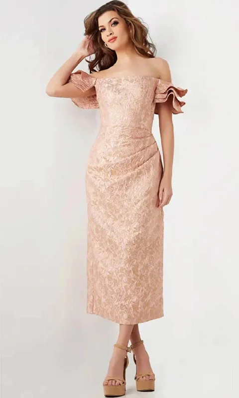 Sales Clothes Jovani 25667 - Straight-Across Tea-length Dress