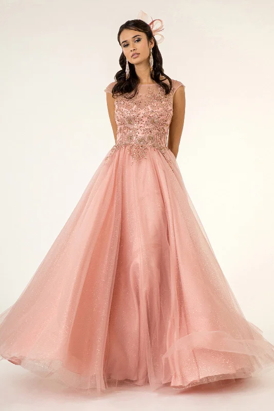Additional Time-Limited Offers Long Beaded Cap Sleeve Dress by Elizabeth K GL1954