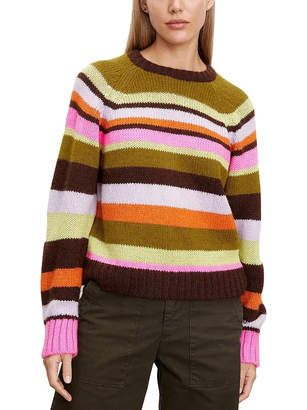 Women's High-Fashion Apparel Womens Striped Knit Crewneck Sweater