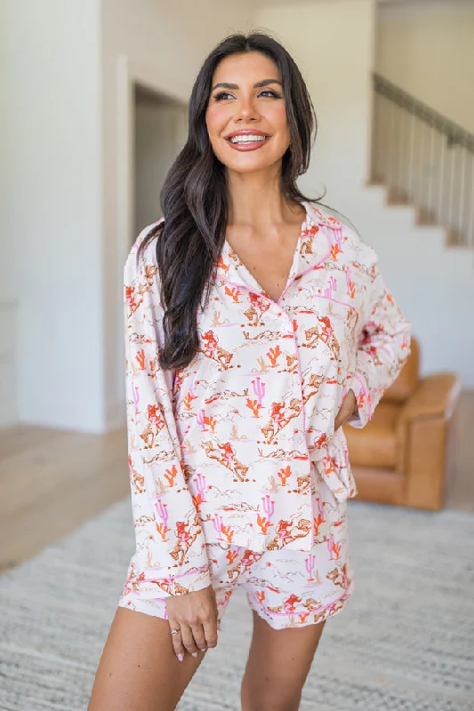 Women's Relaxed Outfit Under The Stars In My First Rodeo Long Sleeve Bamboo Pajama Top FINAL SALE Women's Relaxed Outfit Under The Stars In My First Rodeo Long Sleeve Bamboo Pajama Top FINAL SALE