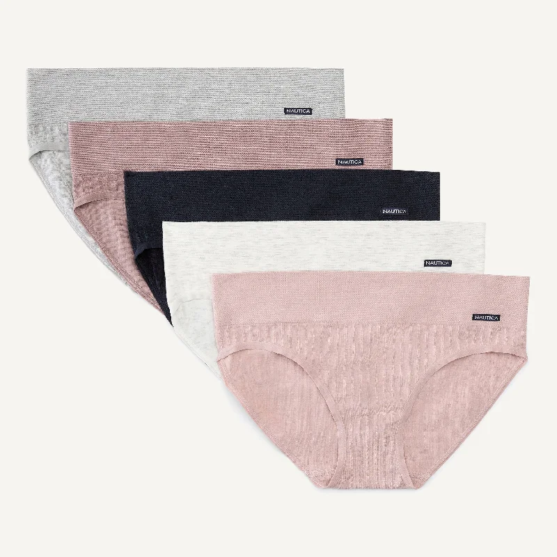 Women's Holiday Clothes Nautica Womens Seamless Ribbed Hipster Brief, 5-Pack