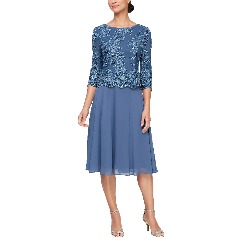 Relaxed Style Alex Evenings 81171579 Short Mother of the Bride Tea Length Dress