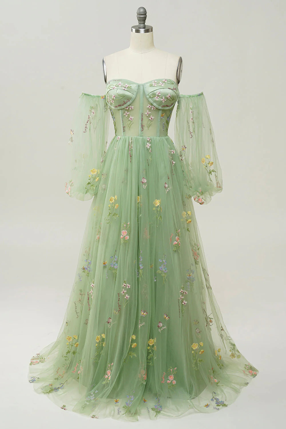 Clothes Women Amzcw Green A-Line Off The Shoulder Floor Length Dress With Embroidery Clothes Women Amzcw Green A-Line Off The Shoulder Floor Length Dress With Embroidery