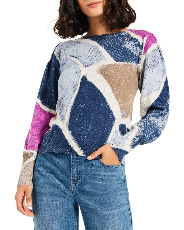 Women's Professional Outfit NIC+ZOE Printed Tiles Femme Sleeve Sweater