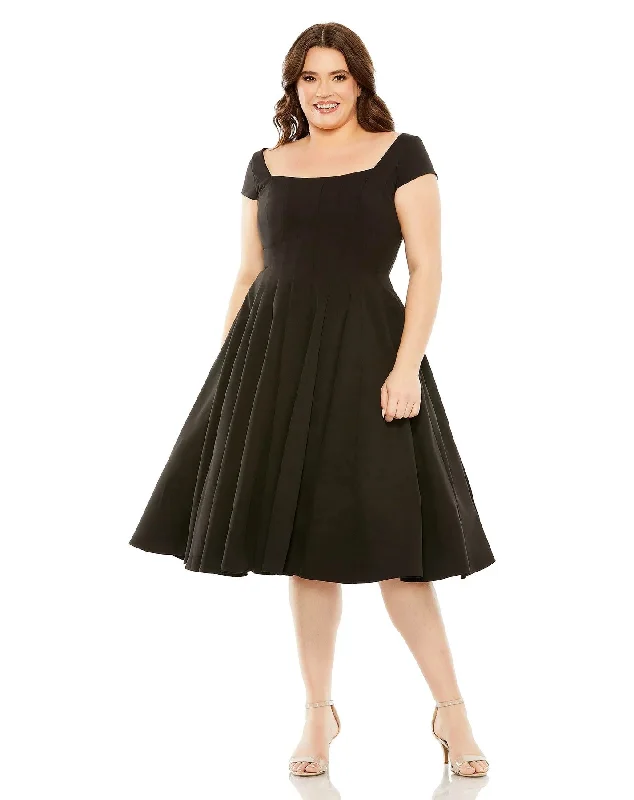 Women's Online Boutique Mac Duggal 49784W Plus Size Cap Sleeve Multi Seam Knee Length Dress Women's Online Boutique Mac Duggal 49784W Plus Size Cap Sleeve Multi Seam Knee Length Dress