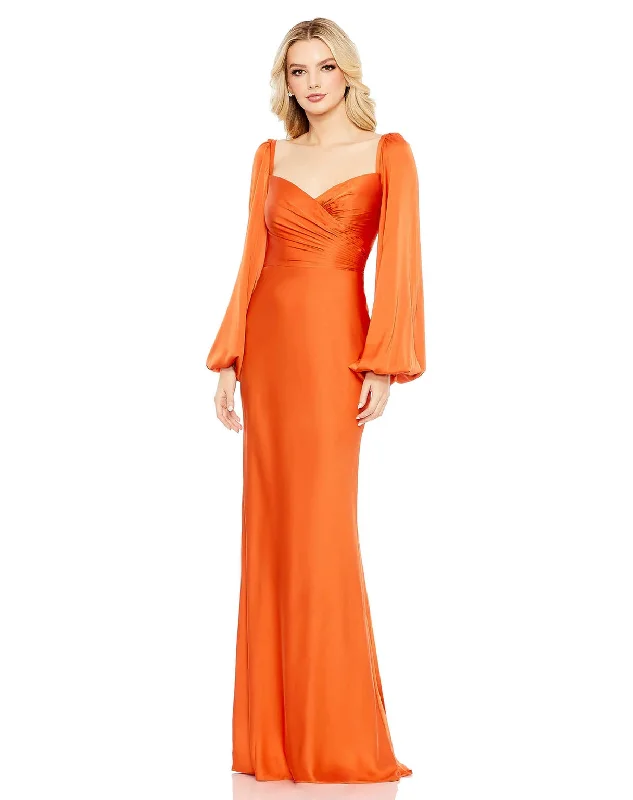 Comfort Centric Apparel Mac Duggal 68335 Long Charmeuse Wrap Over Bishop Sleeve Dress Comfort Centric Apparel Mac Duggal 68335 Long Charmeuse Wrap Over Bishop Sleeve Dress