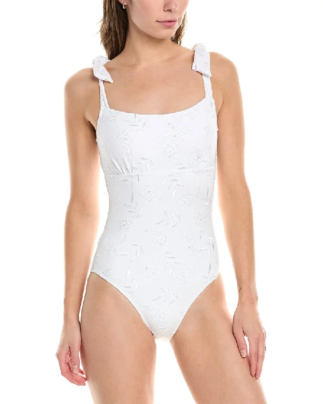 Stylish Women's Outfit Tommy Bahama Eyelet Hideaway Square Neck One-Piece