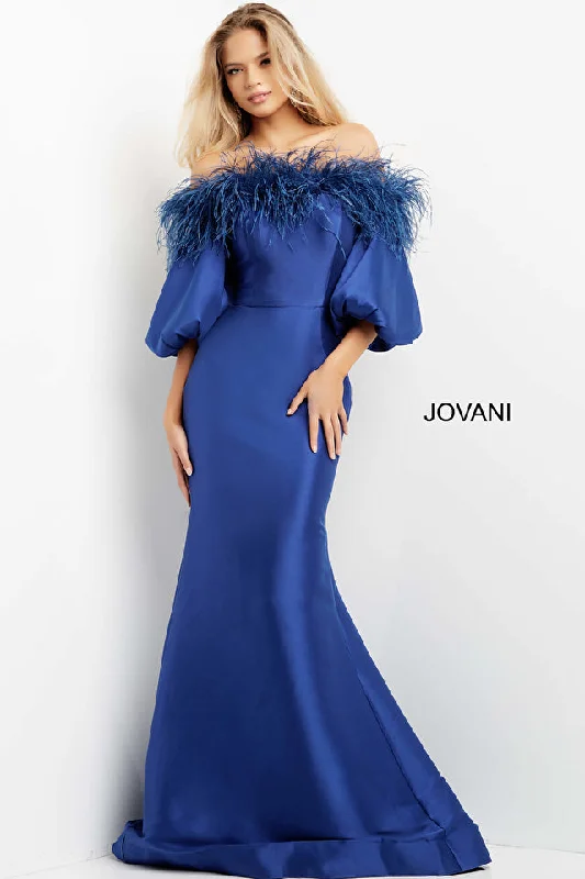 Big Savings Jovani 08356 Mother of the Bride Feather Hemline 3/4 Sleeve Dress