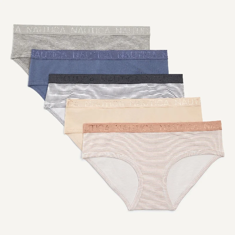 Women's Clothes For The Office Nautica Womens Stretch-Cotton Hipster Brief, 5-Pack