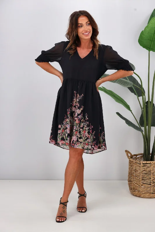 Best Clearance Sales Right Now Jane James Juniper Balloon Sleeve Dress Midnight Border Print Best Clearance Sales Right Now Jane James Juniper Balloon Sleeve Dress Midnight Border Print