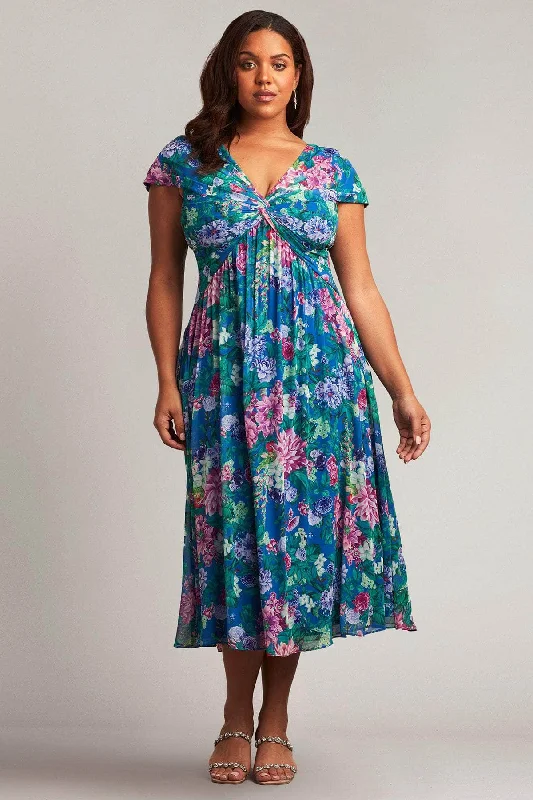 Unleash Your Trend Driven Style Tadashi Shoji CAY21073MDQ - V-Neck A-line Tea-Length Dress Unleash Your Trend Driven Style Tadashi Shoji CAY21073MDQ - V-Neck A-line Tea-Length Dress