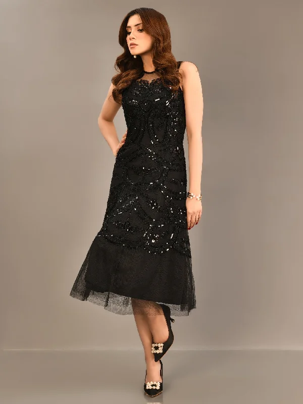 Vintage Inspired Fashion Sale Sequined Net Dress